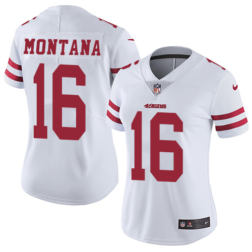 Nike 49ers #16 Joe Montana White Women's Stitched NFL Vapor Untouchable Limited Jersey